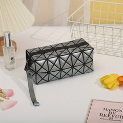 Geometric Pattern Wristlet Bag PU Makeup Bag Organizer for Women
