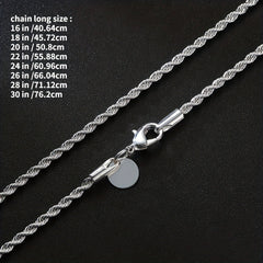 Silver Twist Rope Chain Necklace Women's DIY Necklace