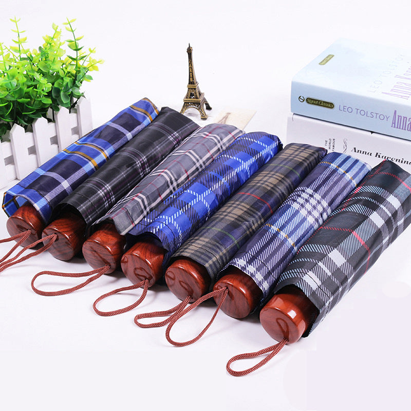 Travel Umbrella Windproof Rainproof Ten Bone Grid Large