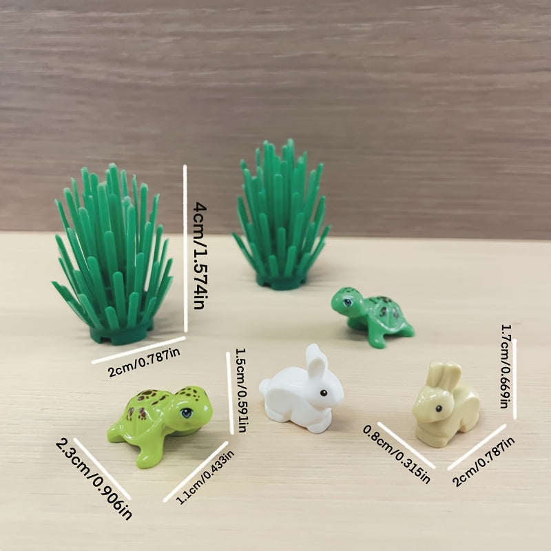 Mini Animal Scene with Rabbit, Turtle, and Frog Playset