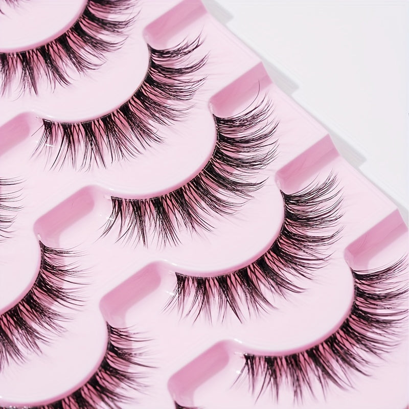 7 Pairs Fishtail False Eyelash Natural Fiber Long False Eyelashes 14mm