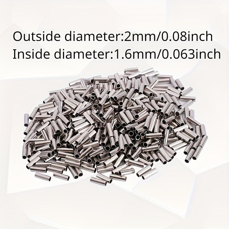 500pcs Copper Tube Connectors Crimping Sleeves Fishing Line Wire Leader