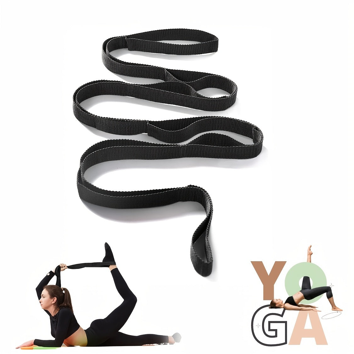10-Loop Yoga Stretch Strap for Therapy Pilates Gymnastics