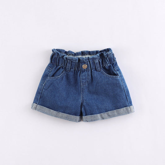 Girls Jean Shorts Kids Summer Elastic Waist Casual Denim Shorts