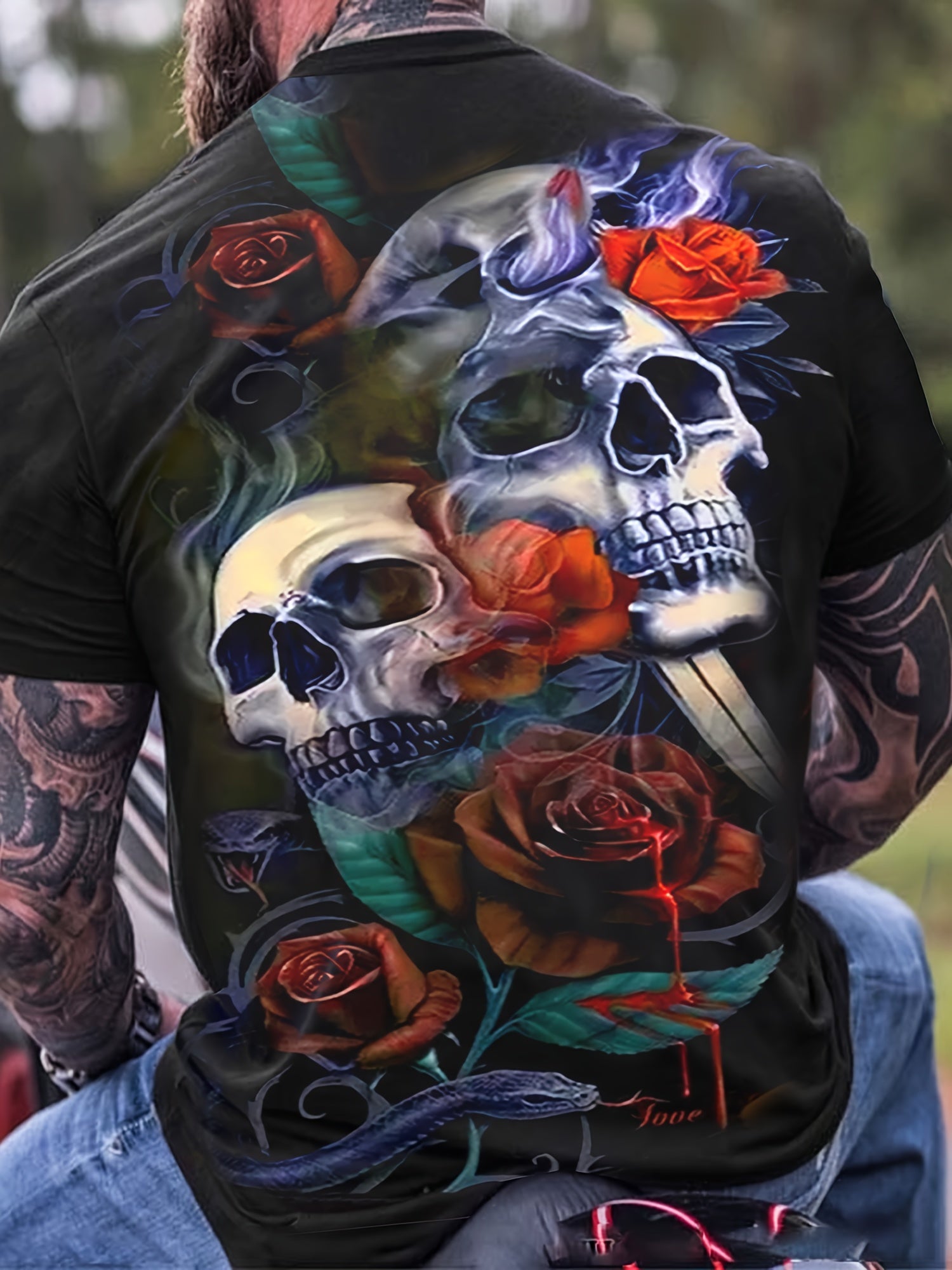 Skull 3D Pattern Print Men's Short Sleeve T-shirt Graphic Tee