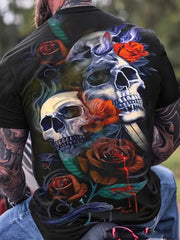 Skull 3D Pattern Print Men's Short Sleeve T-shirt Graphic Tee