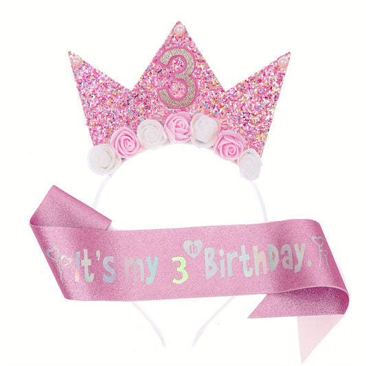 2pcs Flower Headband & Shoulder Strap Set for Party Wear