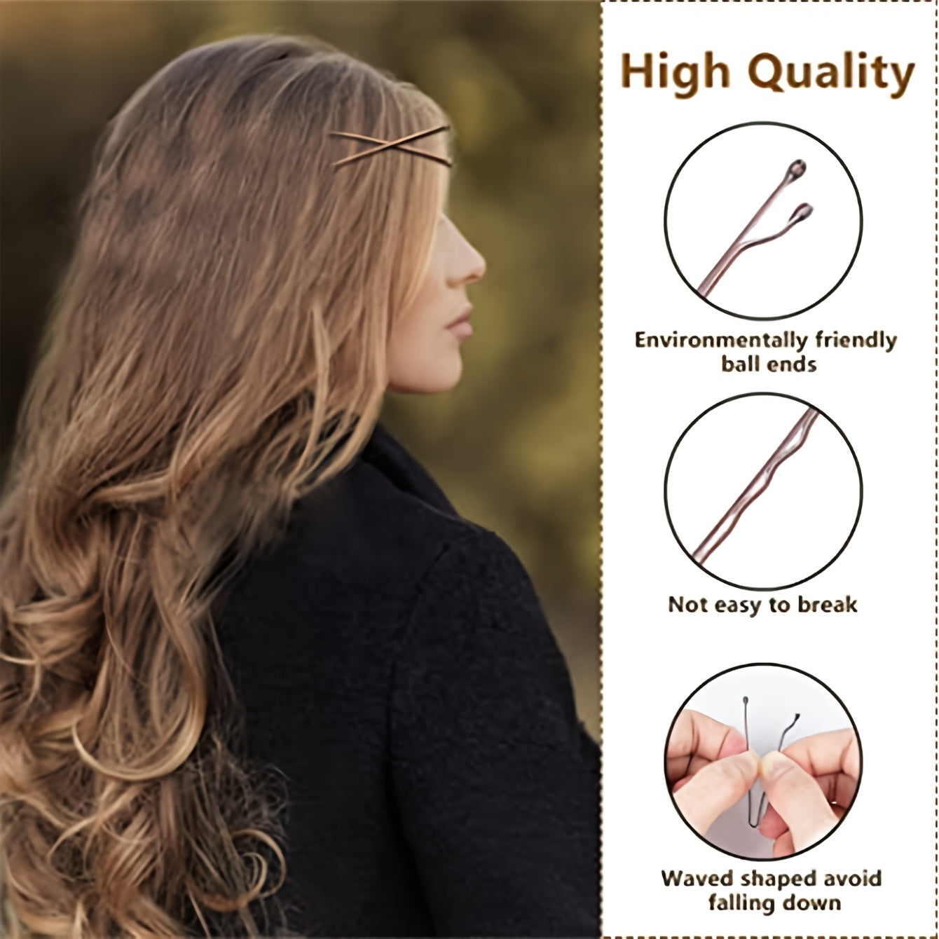 100pcs Blonde Bobby Pins Secure Hold Golden Hair Clips Women Girls