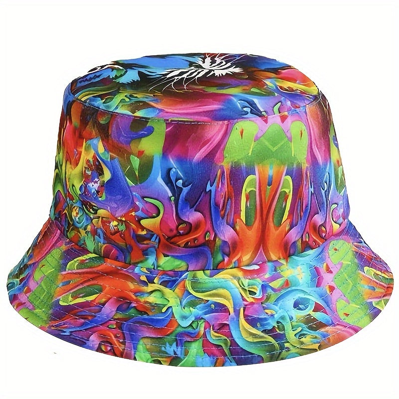 Tie Dye Reversible Bucket Hat Hip Hop Unisex Sunshade Fisherman Cap