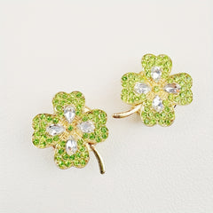 2pcs Four Leaf Clover Rhinestone Button Covers for Easter Football Spring