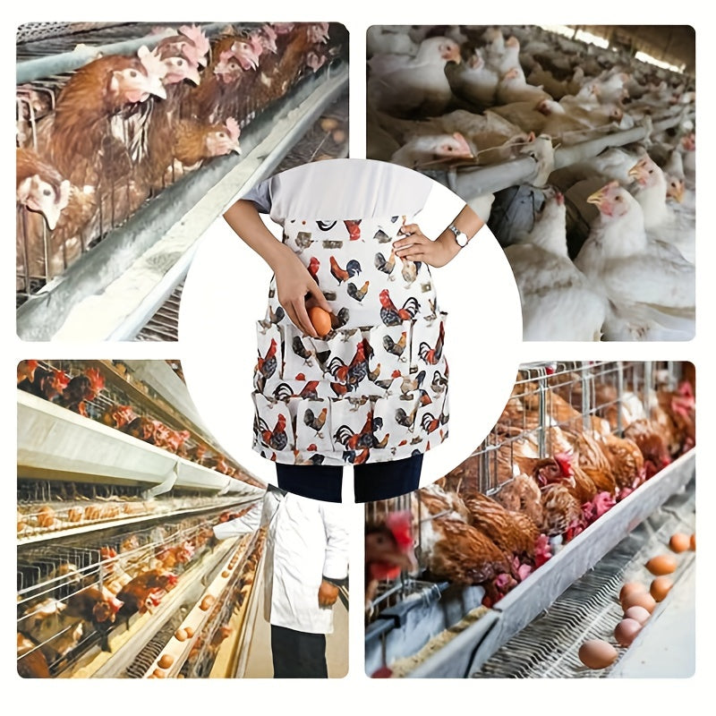 Polyester Apron Egg Collection Apron 12 Pockets Kitchen Supplies
