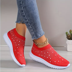 Rhinestone Mesh Sports Shoes Lightweight Casual Walking Shoes