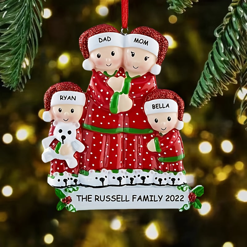 Family Matching Christmas Ornaments DIY Resin Holiday Decorations with Blessings