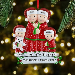 Family Matching Christmas Ornaments DIY Resin Holiday Decorations with Blessings