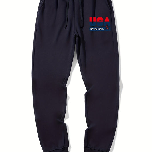 Basketball Graphic Drawstring Joggers Men's Sweatpants