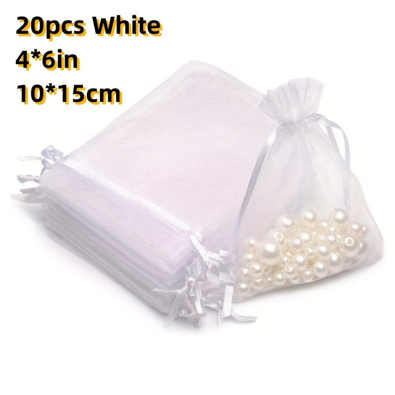 100pcs Mixed Organza Gift Bags Drawstring Party Favor Candy Packaging Bag