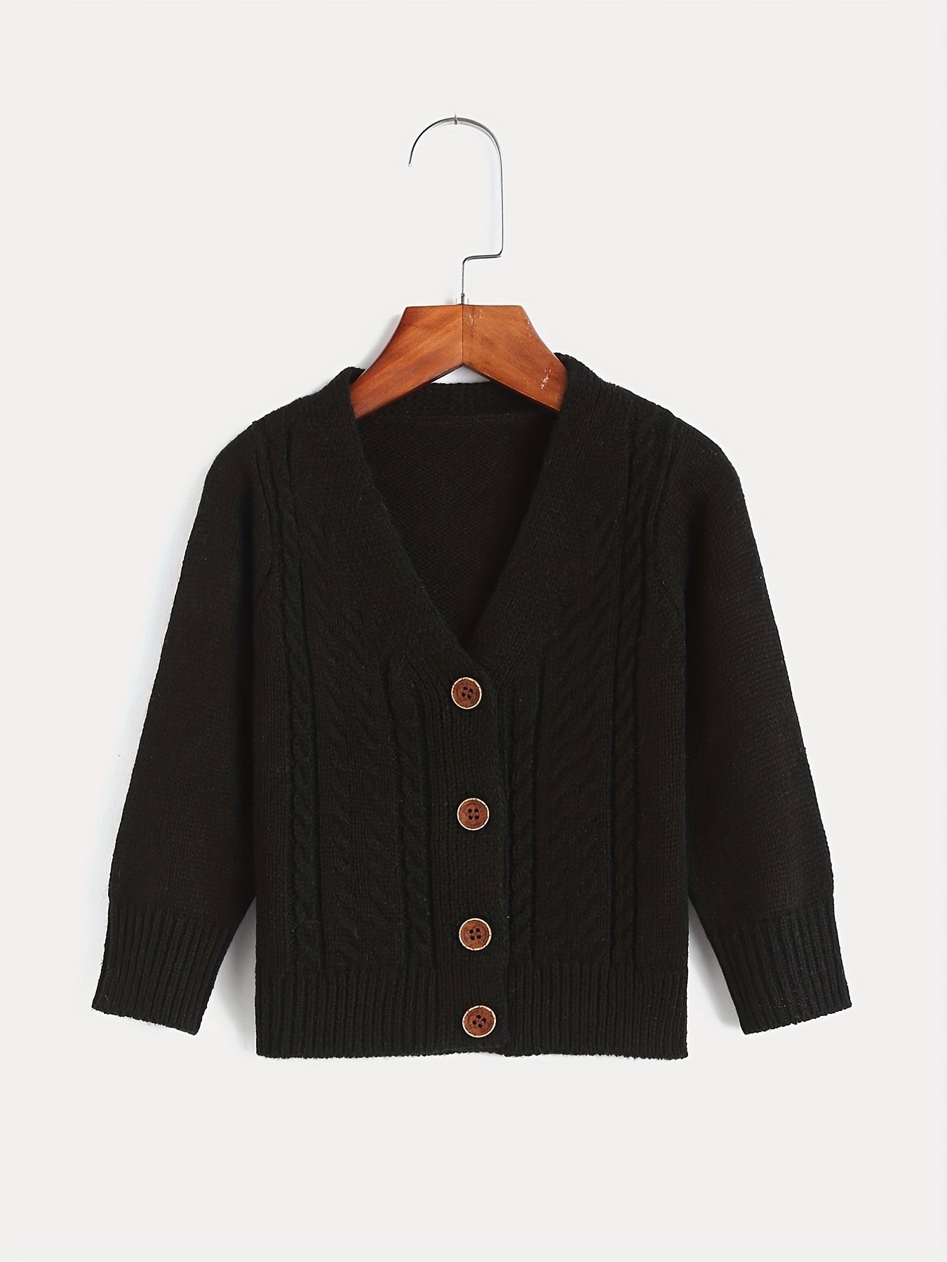 Girls Knit Button V Neck Cardigan Sweater Coat