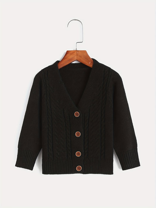 Girls Knit Button V Neck Cardigan Sweater Coat
