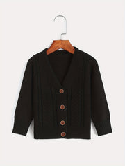 Girls Knit Button V Neck Cardigan Sweater Coat