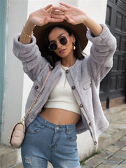 Women's Solid Double Sided Crop Coat