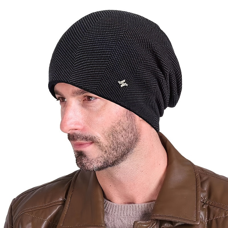 Men's Fleece Thickened Knitted Hat Winter Ear Protection Cap