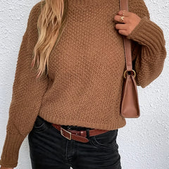  Solid High Neck Stretch Jumper