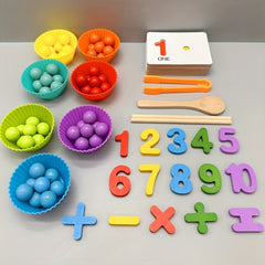 Wooden Number Puzzle & Bead Matching Game for Fine Motor Skills