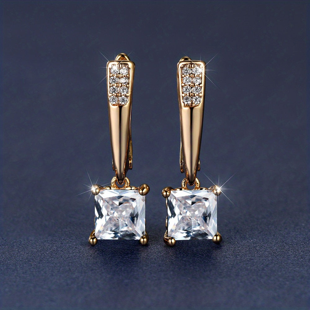 Emerald Earrings 18K Plated Ornament For Women Daily Decor Jewelry
