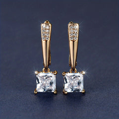 Emerald Earrings 18K Plated Ornament For Women Daily Decor Jewelry