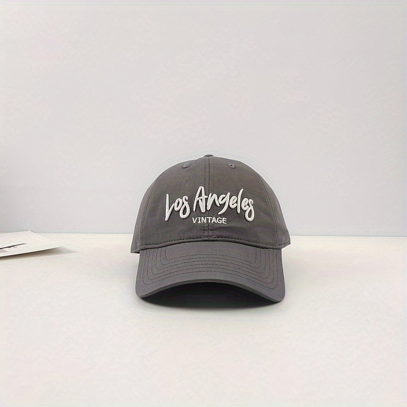 LA Embroidery Baseball Cap Vintage Solid Cotton Dad Hat Unisex