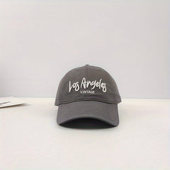 LA Embroidery Baseball Cap Vintage Solid Cotton Dad Hat Unisex