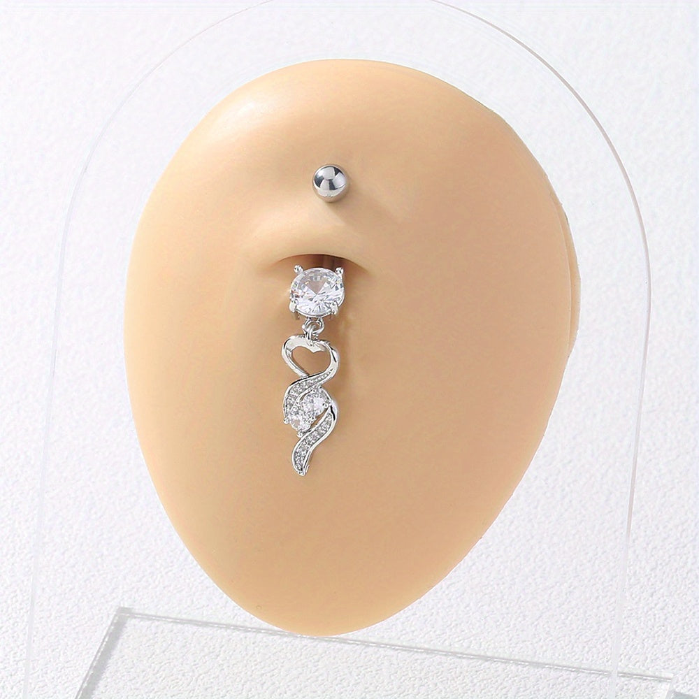Heart Shape Belly Button Ring Dangle Body Piercing Jewelry