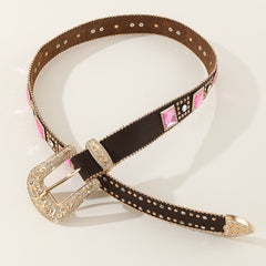 Men's Rhinestone PU Leather Belt for Holiday Party