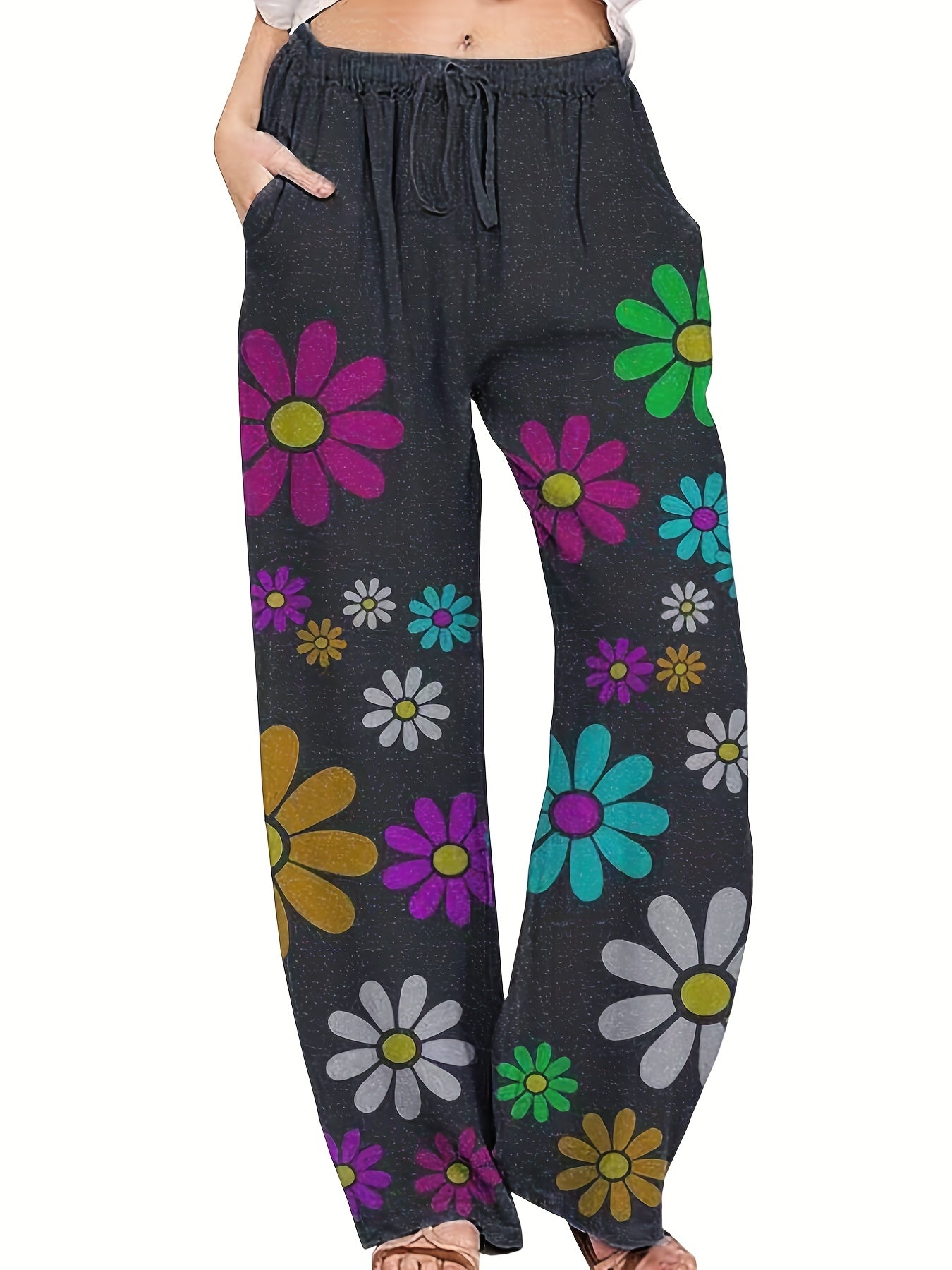  Women's Floral Print Drawstring Pants