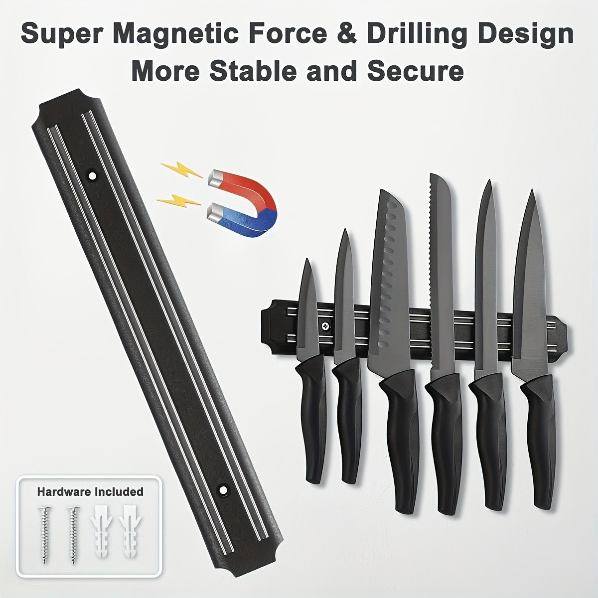 Magnetic Kitchen Knives Storage Strip Wall Mounted Organizer