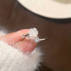 Camellia Flower Open Ring Adjustable Finger Jewelry