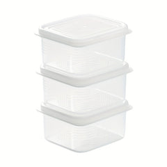 3pcs Plastic Refrigerator Storage Box Transparent Fridge Fruit Vegetable Crisper