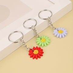 14pcs Flower Charm Keychain PVC Sun Flower Pendant Mother's Gift