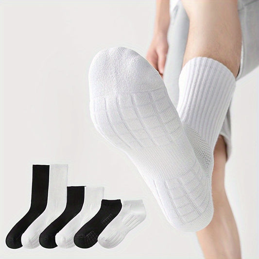 Men's Solid Crew Socks Cotton Blend Comfy Casual Outdoor All Seasons