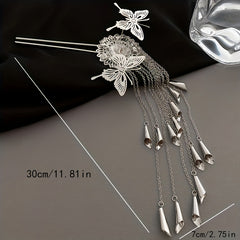 Y2K Vintage Hairpin U Shape Butterfly Flower Tassel Women's Accessory