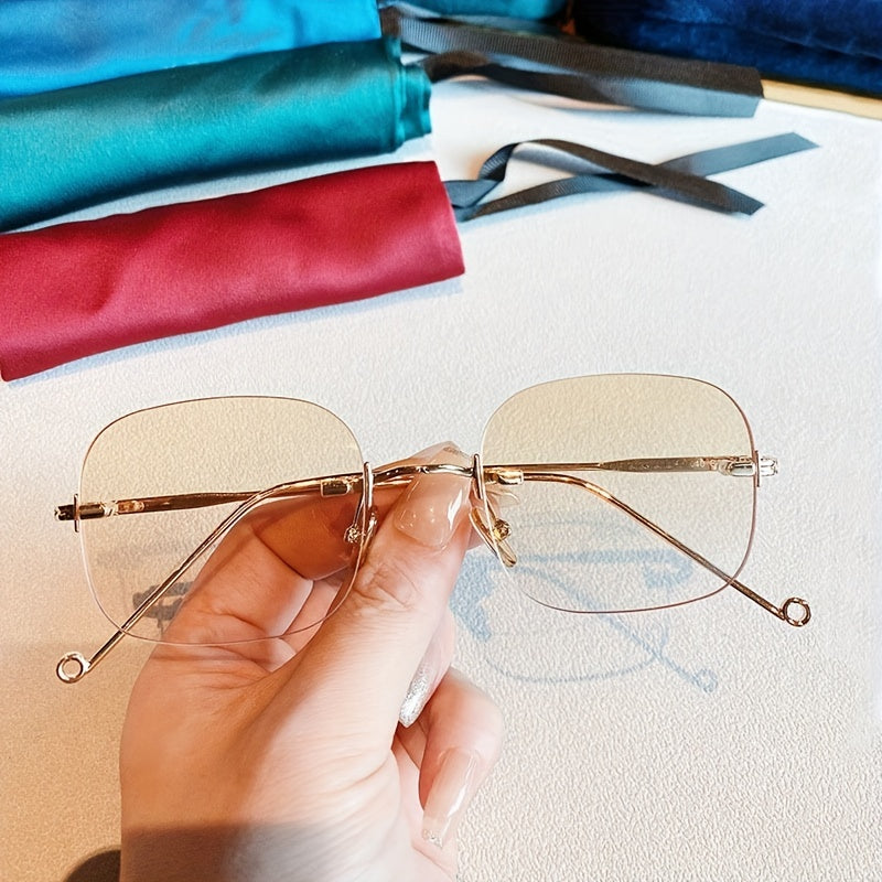 Ant Light Rimless Glasses Men's Decorative Glasses With Case