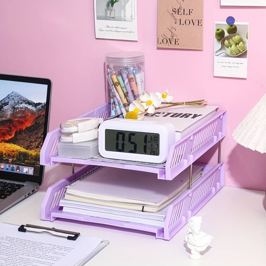 2nd Layer File Tray Organizer for Office Desk A4 File Frame Rack
