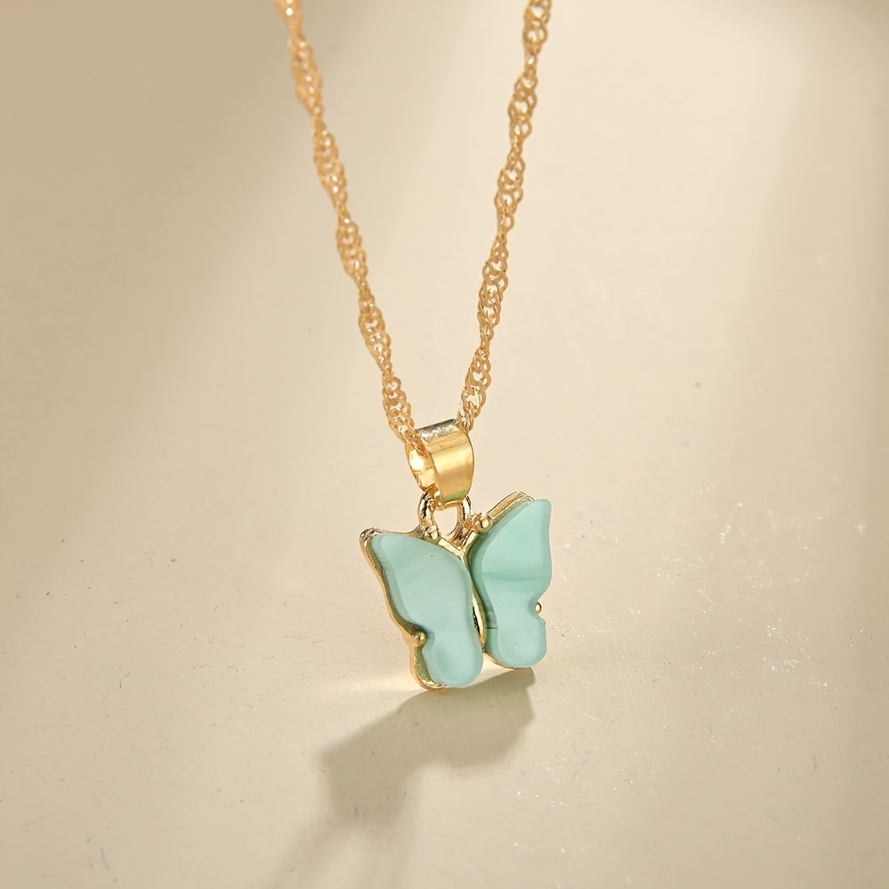 Butterfly Pendant Necklace Dainty Chain Neck Jewelry Birthday Gift