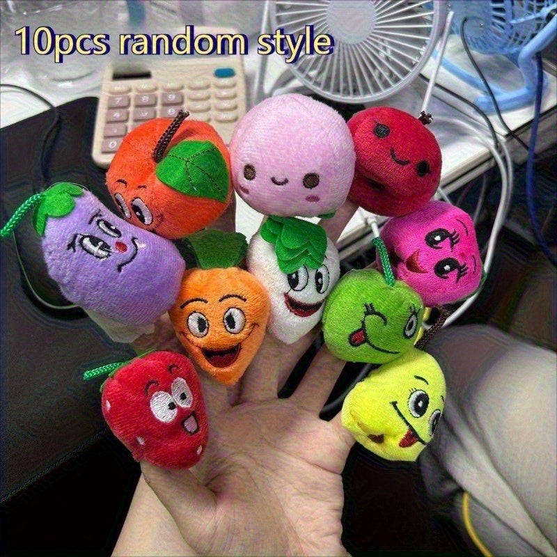 10pcs Fruit & Vegetable Finger Dolls Funny Faces Multicolor Toys