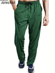 ZENGVEE Men's Stretch Pants Zip Pockets Breathable Trousers