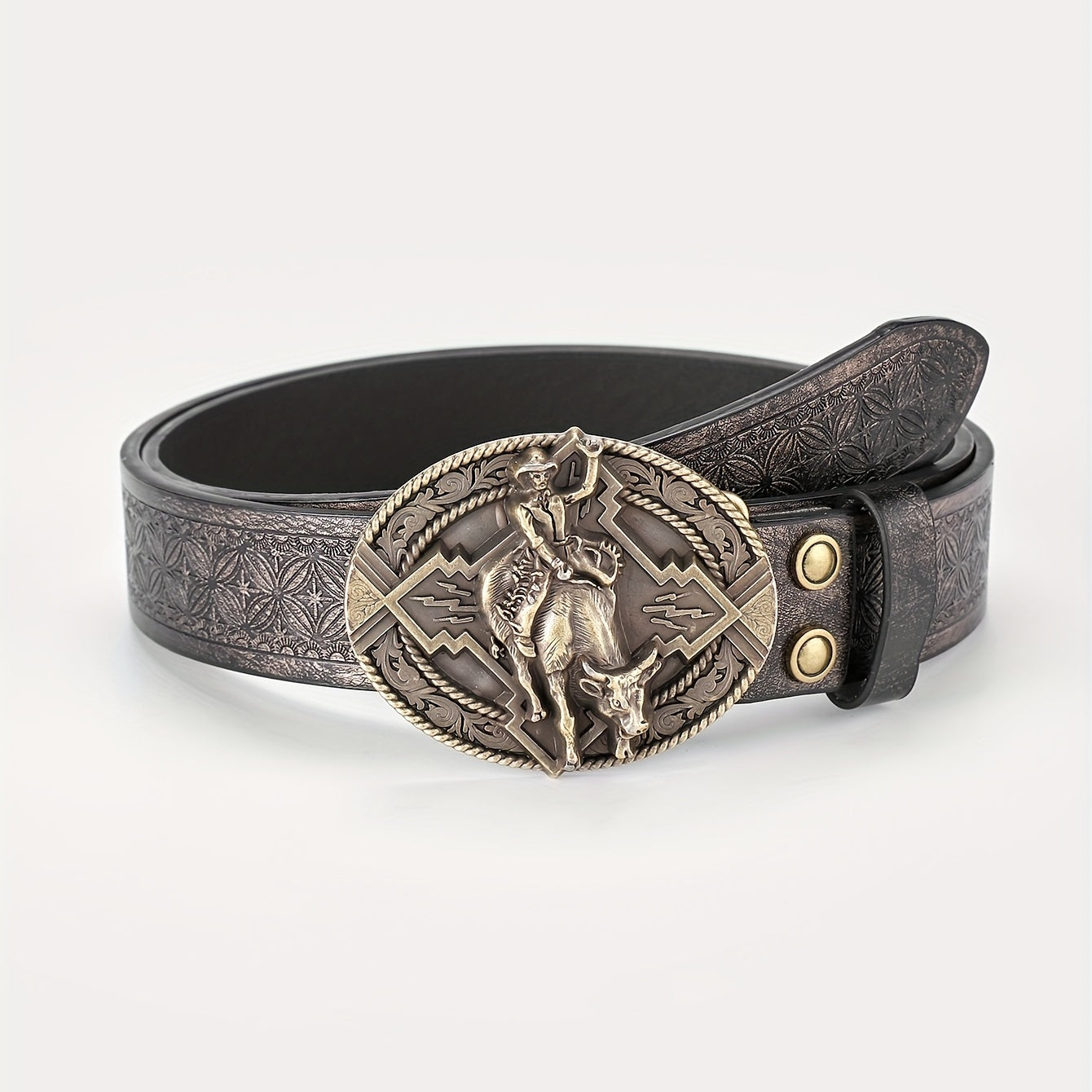 Men's Retro Western Cowboy Pattern Buckle Belt For Jeans Pants