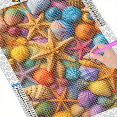 Vibrant Seashell Themed 5D Diamond Art Kit for Adults