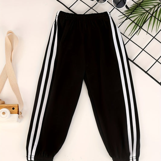 Boys Contrast Tape Sweatpants Thin Jogger Pants