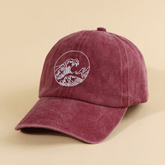 Vintage Ocean Wave Print Embroidered Baseball Cap