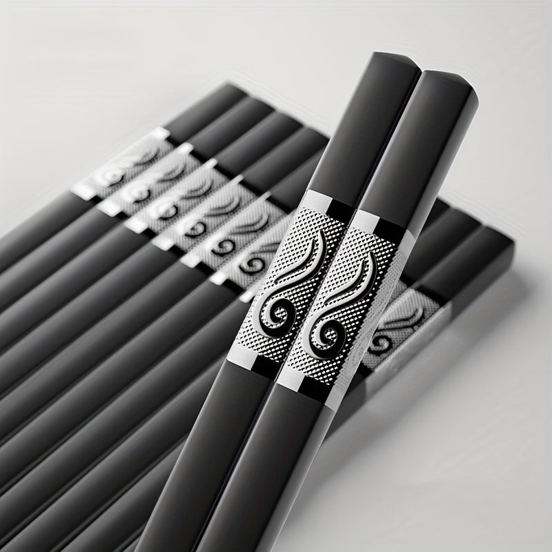 5 Pairs Alloy Chopsticks Reusable High-End Chinese Food Tableware